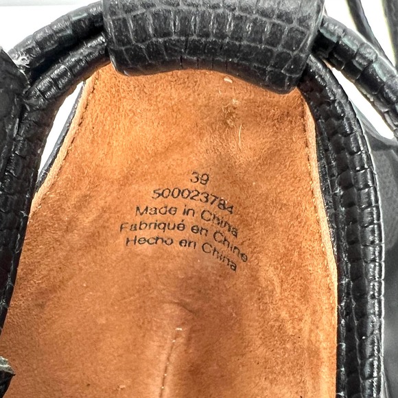 FREE PEOPLE Shoes Womens 39 Black Disco Fever Strappy Heeled Sandal Lizard Print - Picture 7 of 11